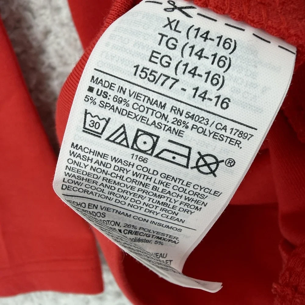 Old Navy Active Kids XL 14-16 Red Dynamic Fleece Pullover Hoodie Zip Pockets
